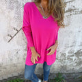 Trendy Knit V-Neck Tunic Top Perfect for Layering – Olivia