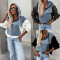 Layered Denim Hoodie Jacket, Trendy Casual Outerwear – Sophia