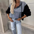 Layered Denim Hoodie Jacket, Trendy Casual Outerwear – Sophia