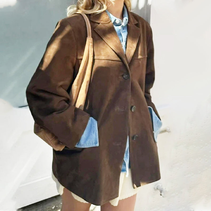 Oversized Suede Blazer for a Trendy Casual Outfit – Olivia