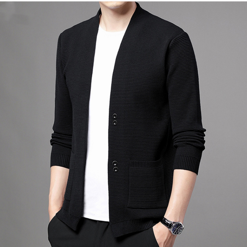 Classic Knit Button-Up Cardigan for Fall Layering – Ethan