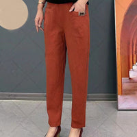 Relaxed Fit Elastic Waist Cotton Pants, Everyday Comfort – Sophia