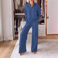Relaxed V-Neck Tracksuit with Wide-Leg Pants – Sophia