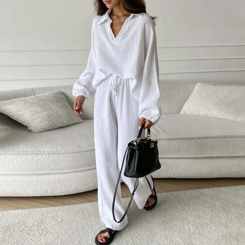 Effortless V-Neck Two-Piece Outfit for Every Occasion – Olivia