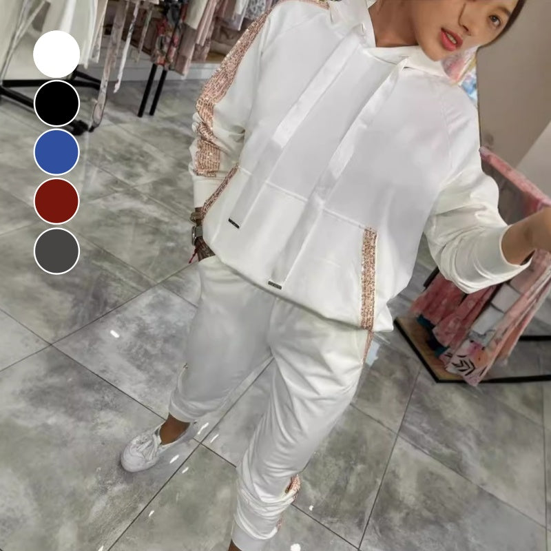 Women's Sporty Hooded Tracksuit with Modern Accents - Olivia