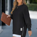 Trendy Fall Sweatshirt with Side Zipper for Relaxed Comfort – Sarah