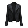 Washed Leather Jacket with Stand Collar, Sleek & Slim Fit – Olivia