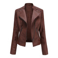 Washed Leather Jacket with Stand Collar, Sleek & Slim Fit – Olivia