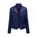 Washed Leather Jacket with Stand Collar, Sleek & Slim Fit – Olivia
