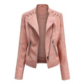 Washed Leather Jacket with Stand Collar, Sleek & Slim Fit – Olivia