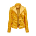 Washed Leather Jacket with Stand Collar, Sleek & Slim Fit – Olivia