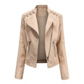 Washed Leather Jacket with Stand Collar, Sleek & Slim Fit – Olivia