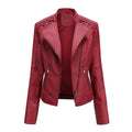 Washed Leather Jacket with Stand Collar, Sleek & Slim Fit – Olivia