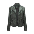 Washed Leather Jacket with Stand Collar, Sleek & Slim Fit – Olivia