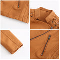 Washed Leather Jacket with Stand Collar, Sleek & Slim Fit – Olivia