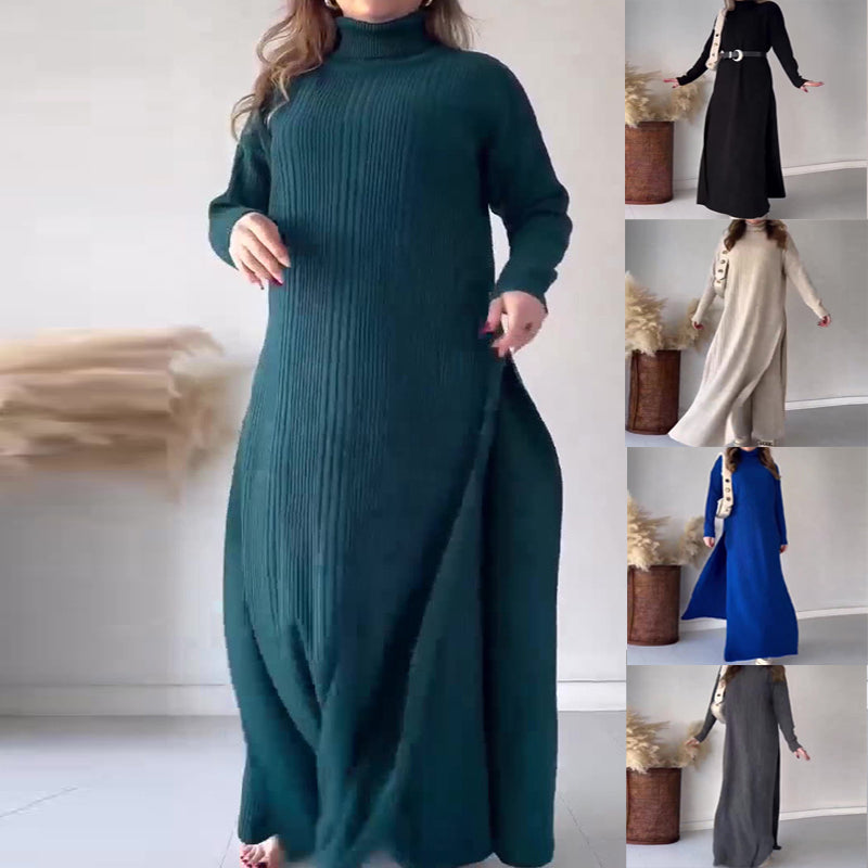 Sleek Turtleneck Sweater with Flowing Wide-Leg Pants – Olivia