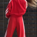 Relaxed V-Neck Sweatshirt and Flowy Wide-Leg Pants Set – Emily