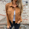 Faux Suede Utility Jacket with Button-Down Detail – Sophia