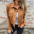 Faux Suede Utility Jacket with Button-Down Detail – Sophia