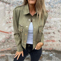 Faux Suede Utility Jacket with Button-Down Detail – Sophia