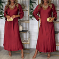 Sophisticated Deep V-Neck Maxi Dress with Flowy Silhouette – Sophia
