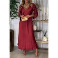 Sophisticated Deep V-Neck Maxi Dress with Flowy Silhouette – Sophia