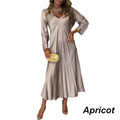 Sophisticated Deep V-Neck Maxi Dress with Flowy Silhouette – Sophia