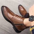 Men's Wingtip Brogue Leather Boots for a Classy Look – Ethan
