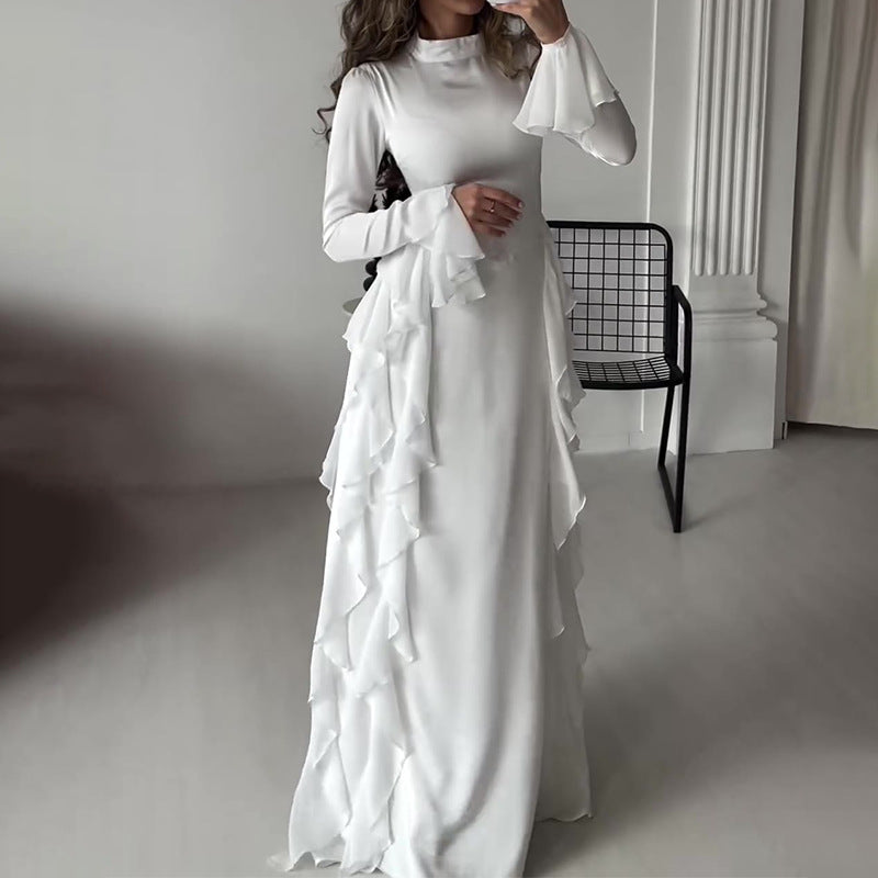 Satin Glossy Evening Gown with a High Waist Fit – Isabella