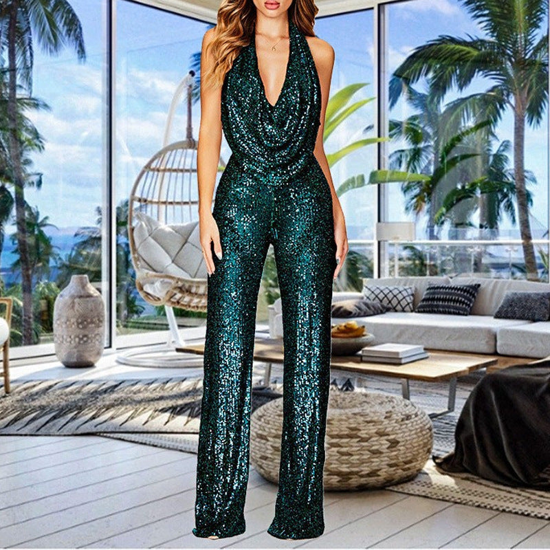 Dazzling Halter Neck Slim Fit Jumpsuit for Women – Sophia