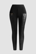 Sleek High-Waisted Moto Leggings with Stylish Leather Accents – Sophia