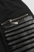 Sleek High-Waisted Moto Leggings with Stylish Leather Accents – Sophia
