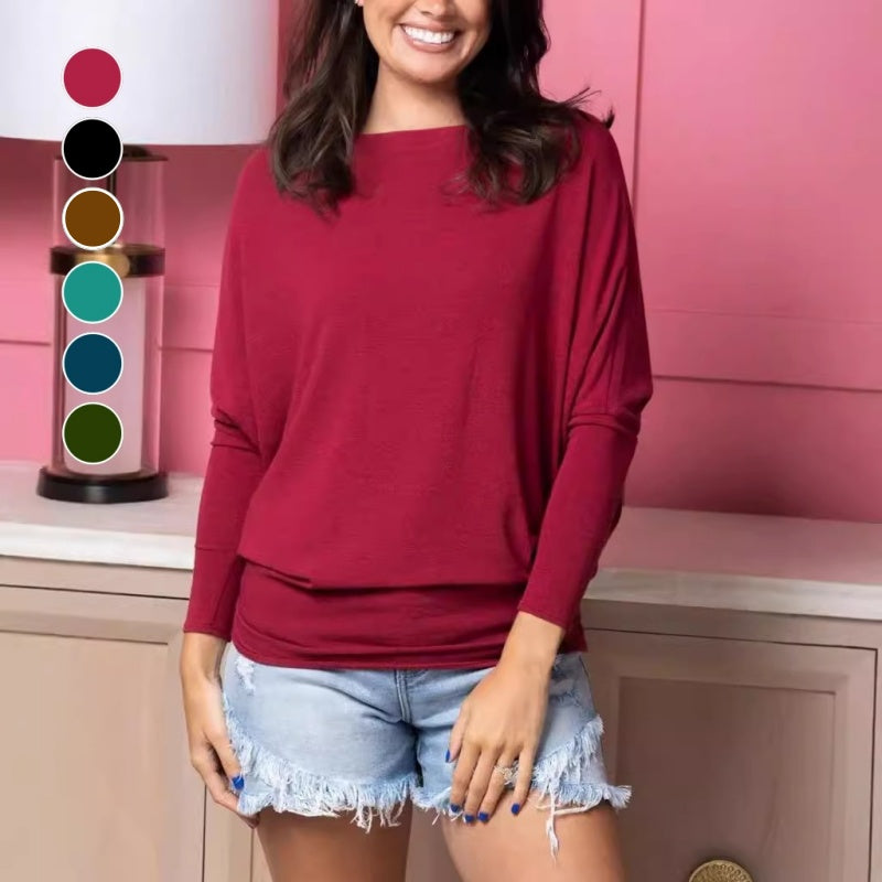 Women's Batwing Sleeve Top with a Modern Round Neck – Chloe
