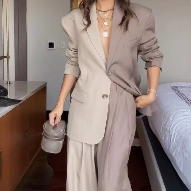 Sophisticated Two-Tone Loose Fit Business Suit – Olivia