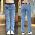 Casual Rugged Gray Denim Jeans with Utility Pockets for Men - Jacob