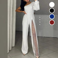 Glam One-Shoulder Sparkly Jumpsuit for Special Occasions – Sophia