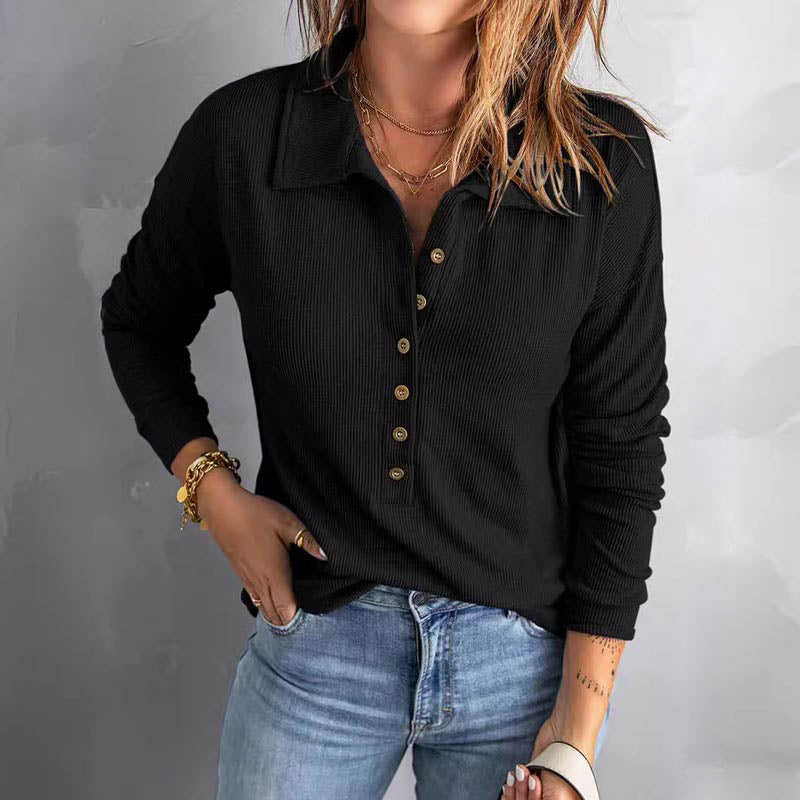 Relaxed V-Neck Button Shirt for Casual Women’s Wear – Olivia