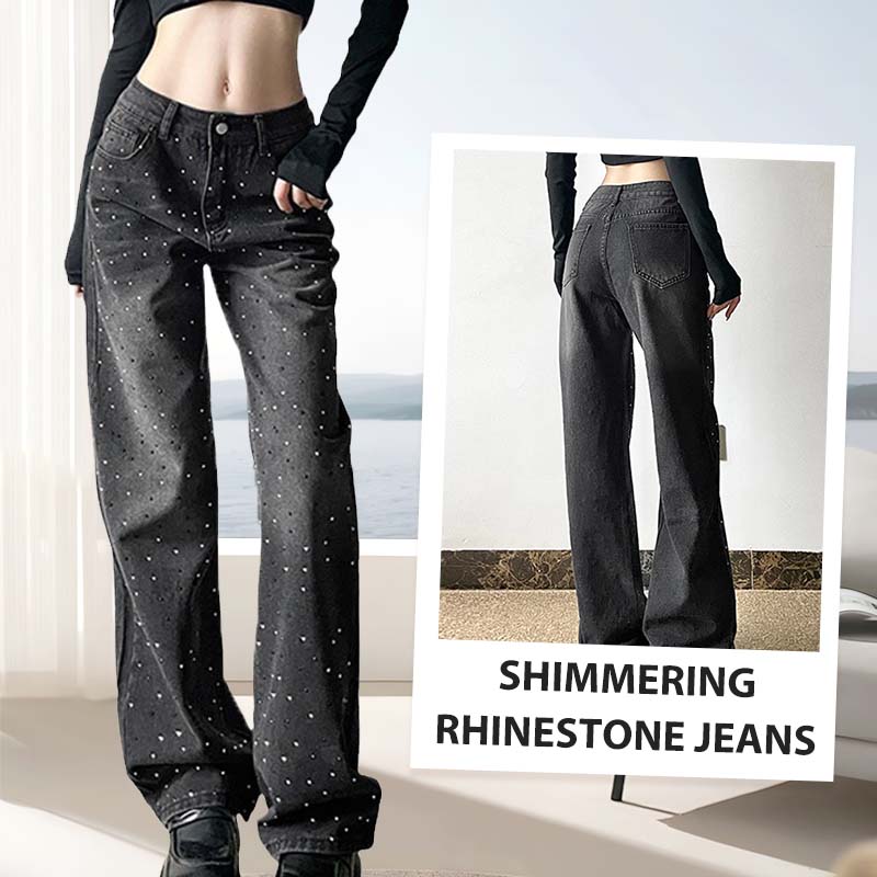 Statement Loose Straight-Leg Glitter Jeans for Bold Looks – Emma