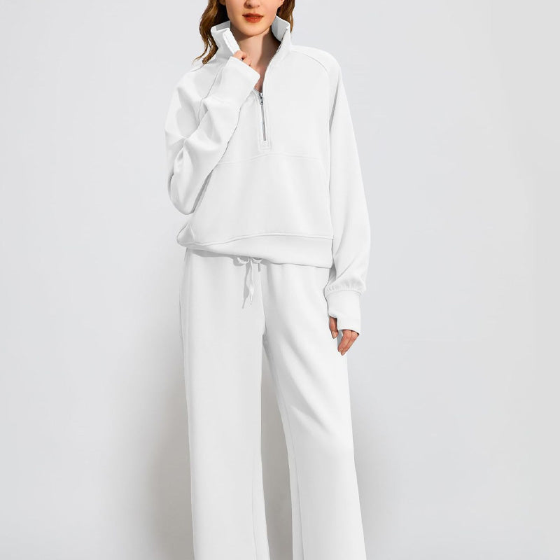 Casual Zip-Up Pullover with Matching Lounge Pants – Olivia
