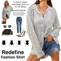Women's Sparkly Button-Up Shirt with Sequin Detailing - Emma