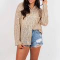 Women's Sparkly Button-Up Shirt with Sequin Detailing - Emma