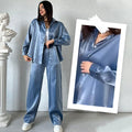 Elegant Wide-Leg Pants & Drapey Top Set, Polished Look – Olivia