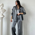 Elegant Wide-Leg Pants & Drapey Top Set, Polished Look – Olivia