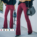 Retro-Inspired High-Waisted Corduroy Flared Pants – Sophia