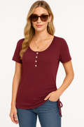 Casual Short-Sleeve Button-Up Top, Lightweight & Versatile – Mia