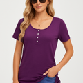 Casual Short-Sleeve Button-Up Top, Lightweight & Versatile – Mia