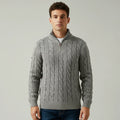 Men’s Cable Knit Sweater with Zipper and Warmth – Ethan