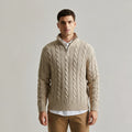 Men’s Cable Knit Sweater with Zipper and Warmth – Ethan
