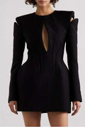 Sophisticated Long Sleeve Mini Dress for Formal Occasions - Sophia