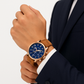 Ocean Blue Dial Chronograph Watch with Sleek Detailing – Mark
